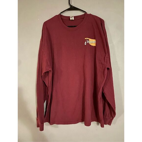 Gildan Maroon Fall Apples Football Long Sleeve T-shirt Size XXL - Picture 1 of 6